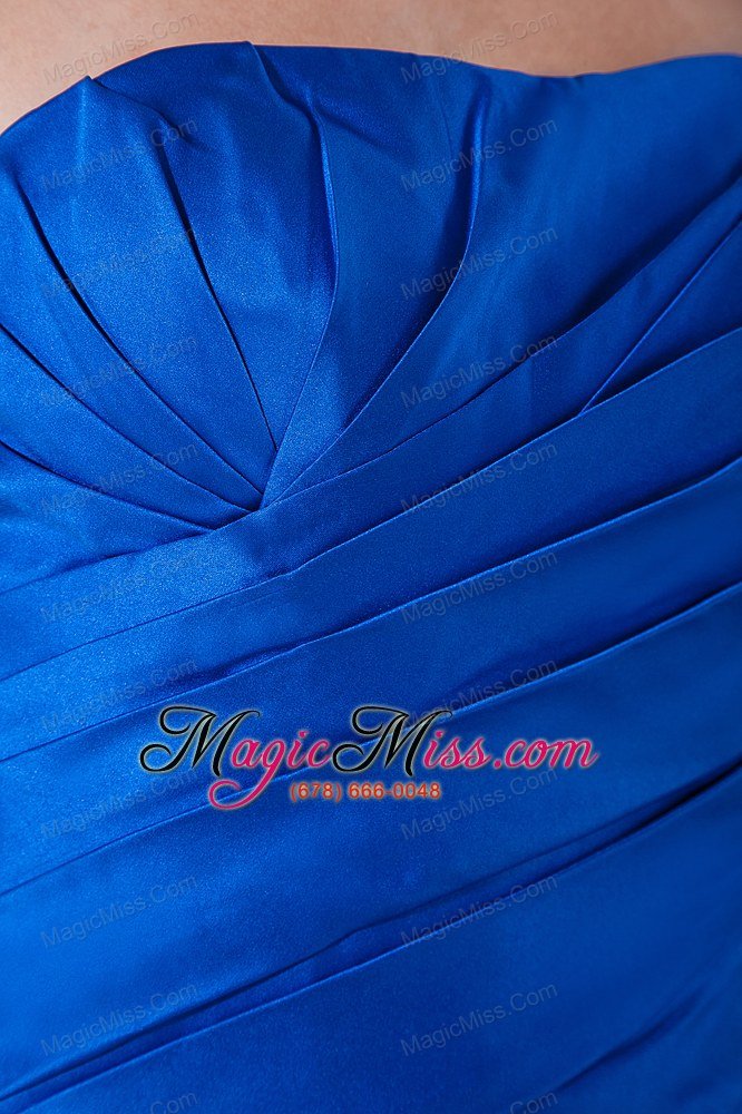 wholesale royal blue column strapless brush train taffeta ruch prom / evening dress