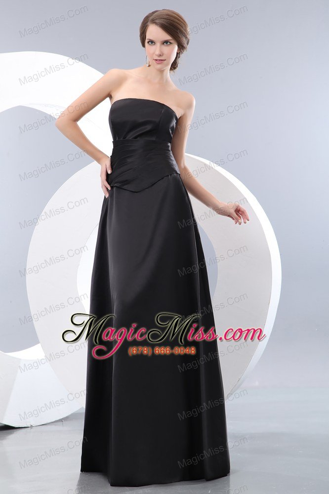 wholesale black empire strapless floor-length taffeta ruch prom / evening dress