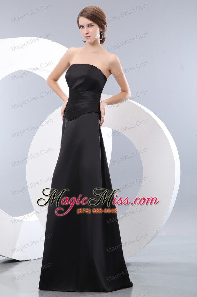 wholesale black empire strapless floor-length taffeta ruch prom / evening dress