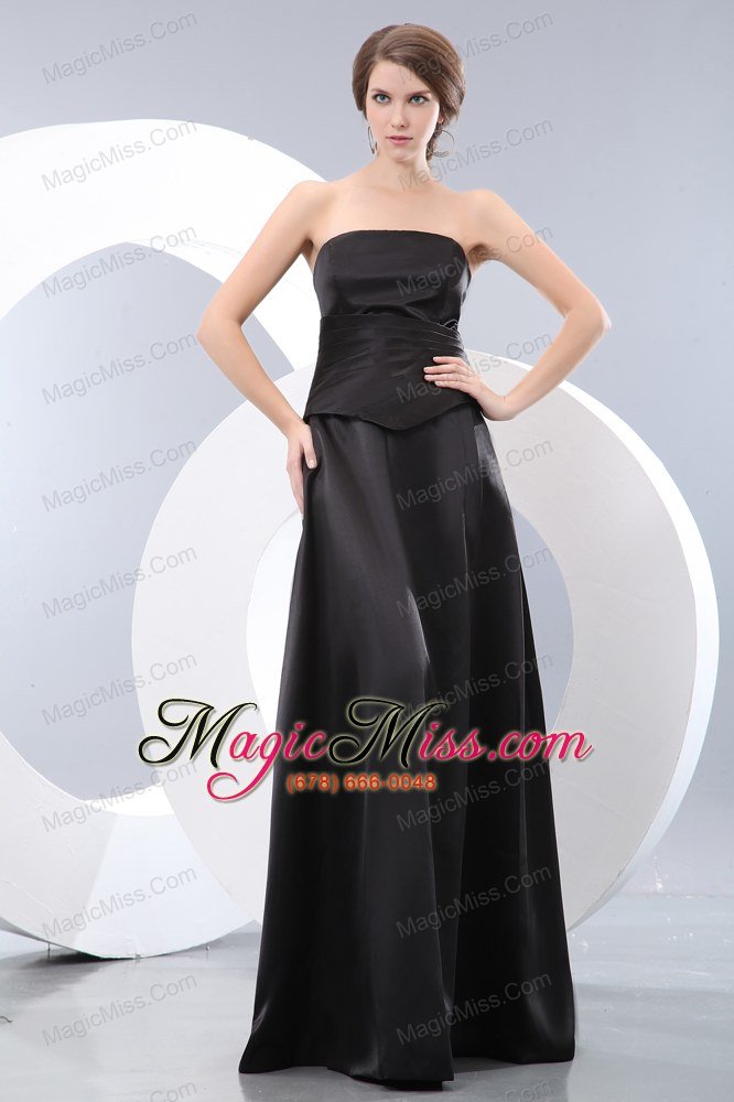 wholesale black empire strapless floor-length taffeta ruch prom / evening dress