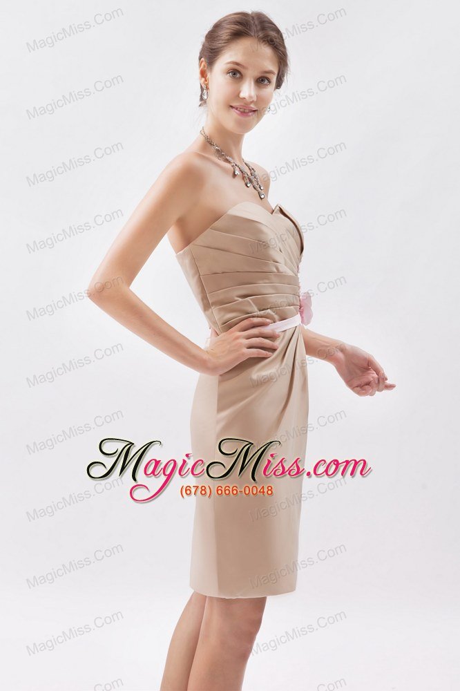 wholesale champagne column / sheath sweetheart mini-length satin appliques prom dress