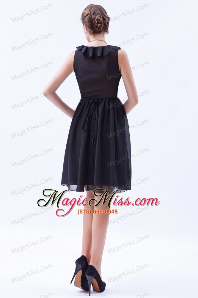 wholesale dark purple empire v-neck mini-length chiffon ruch bridesmaid dress