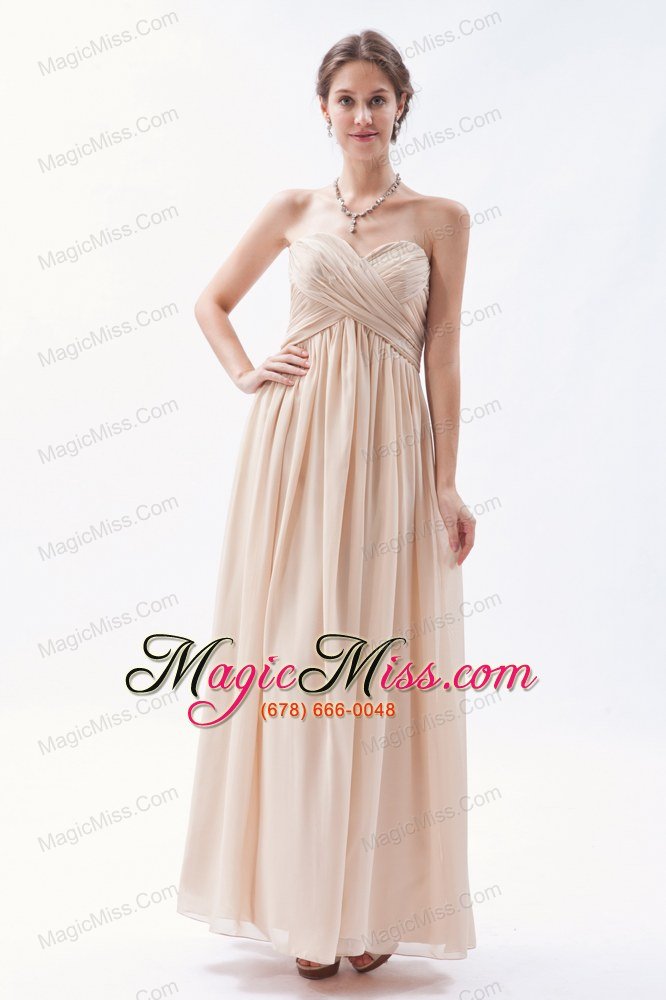 wholesale champagne empire sweetheart floor-length chiffon ruch prom dress