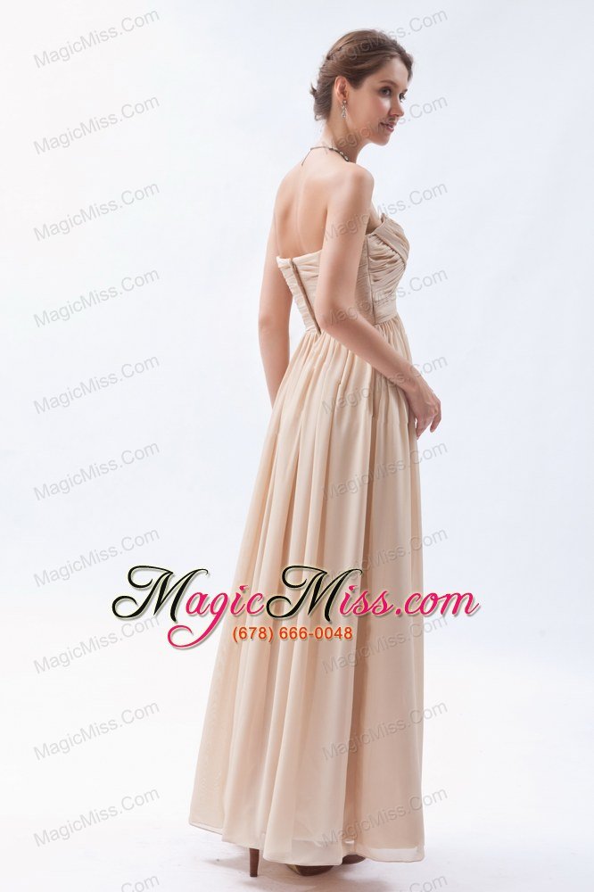 wholesale champagne empire sweetheart floor-length chiffon ruch prom dress