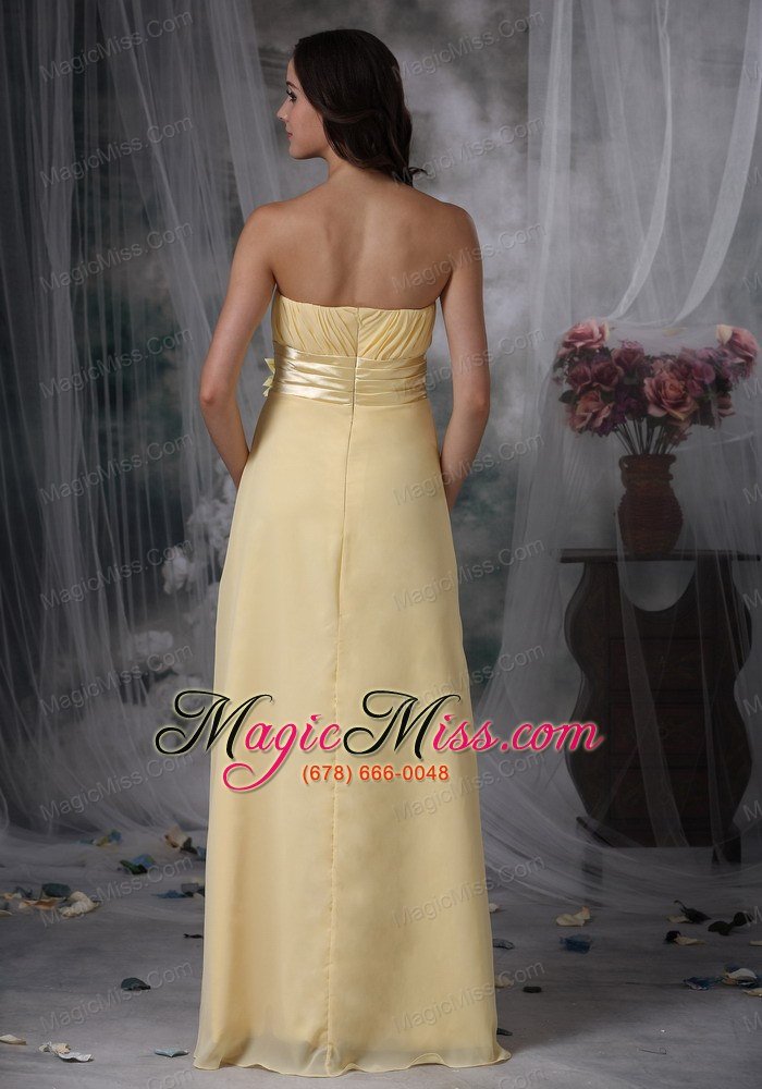 wholesale yellow empire sweetheart floor-length chiffon hand made flower prom dress