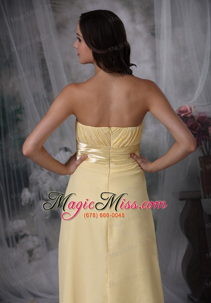 wholesale yellow empire sweetheart floor-length chiffon hand made flower prom dress