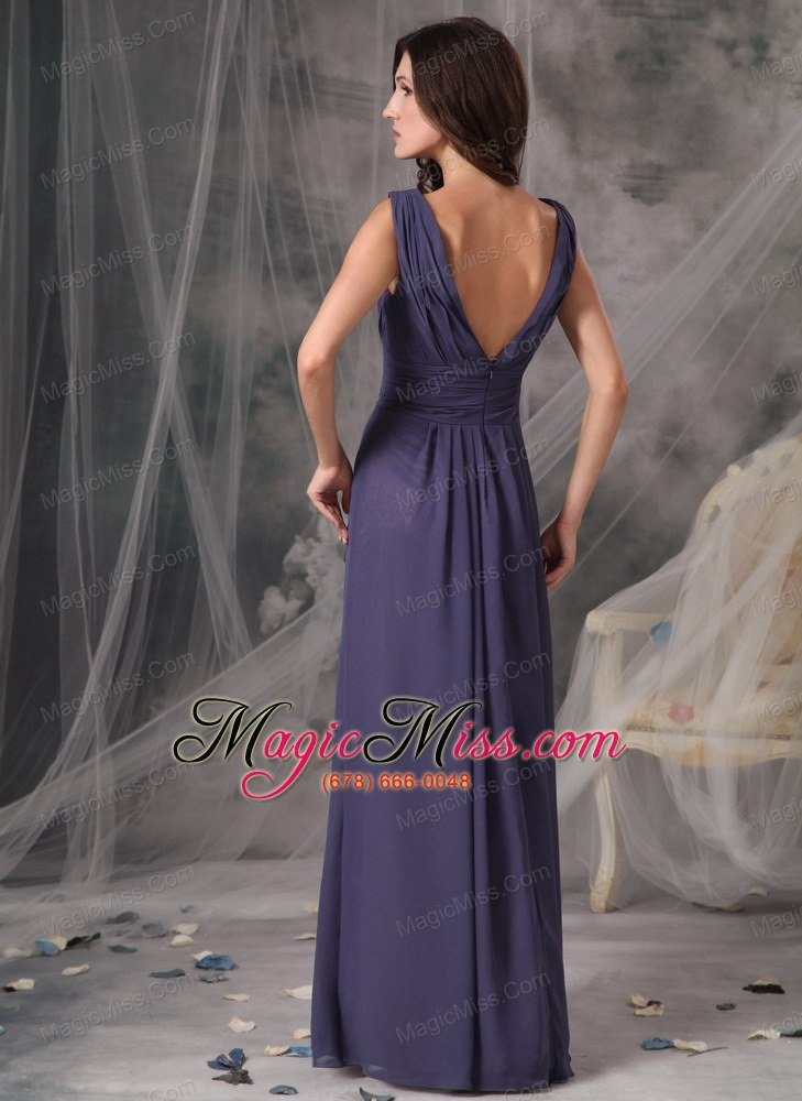 wholesale beautiful cheap bridesmaid dress empire v-neck chiffon ruched floor-length