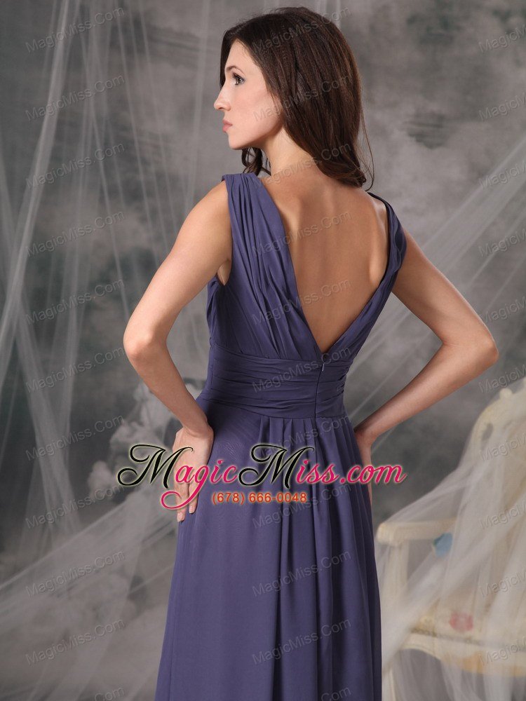 wholesale beautiful cheap bridesmaid dress empire v-neck chiffon ruched floor-length