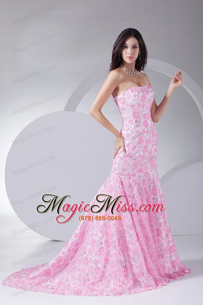 wholesale printing mermaid strapless brush train 2013 prom dress for formal evening