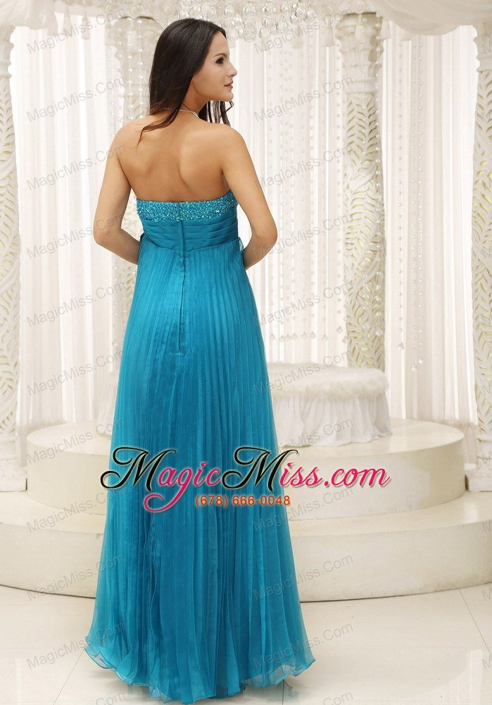 wholesale teal prom dress with bowknot pleat beading for formal evening in new york