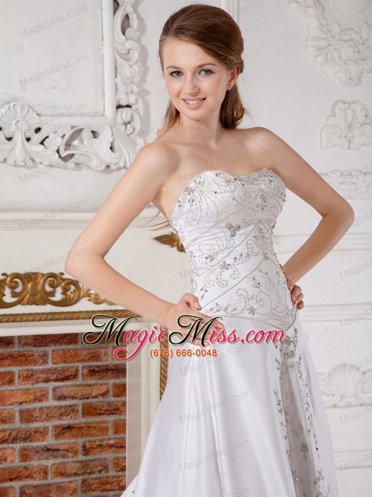 wholesale gorgeous a-line sweetheart court train satin appliques wedding dress