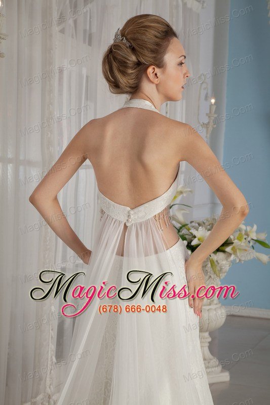 wholesale exclusive trumpet / mermaid halter watteau train tulle rhinestone wedding dress