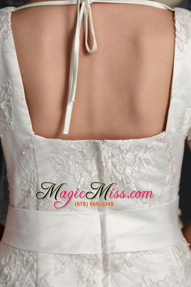 wholesale beautiful column/sheath v-neck chapel train lace sash wedding dress