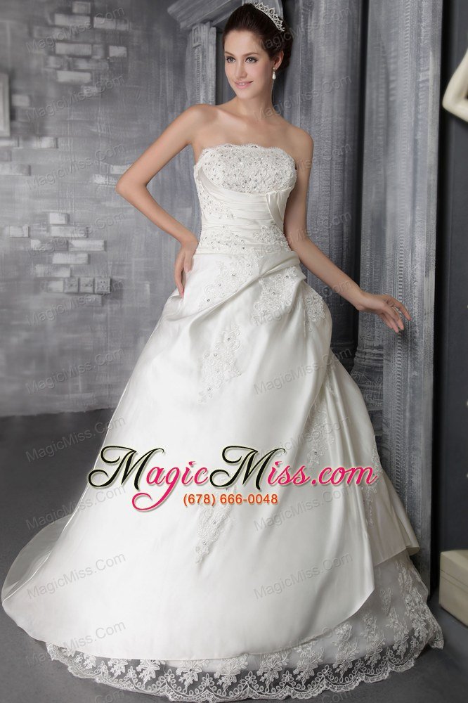 wholesale brand new a-line / princess strapless court train taffeta lace wedding dress