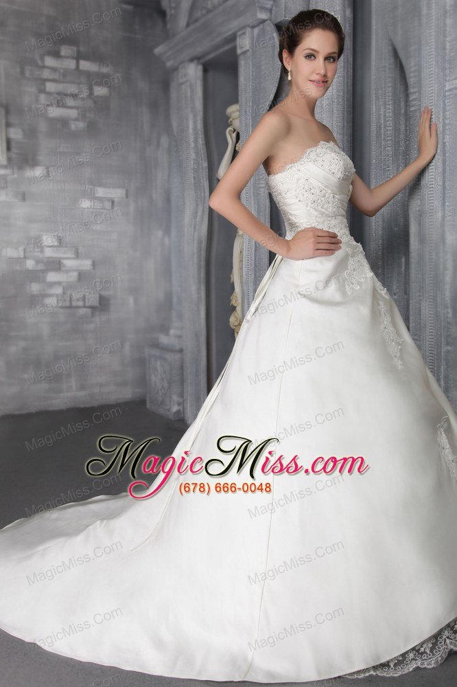 wholesale brand new a-line / princess strapless court train taffeta lace wedding dress