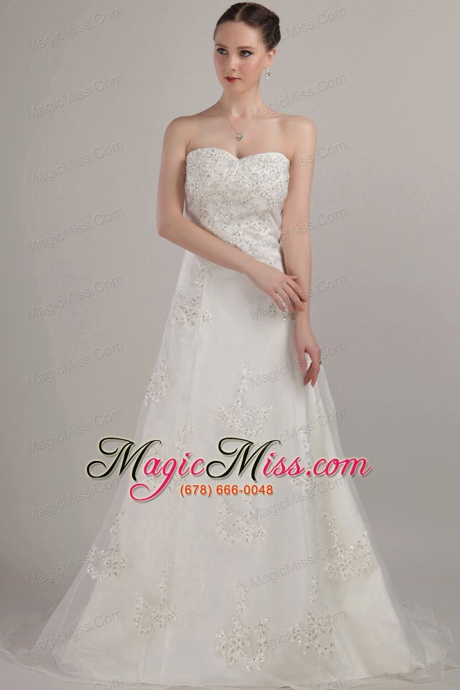 wholesale classical a-line / princess strapless court train tulle beading and embroidery wedding dress