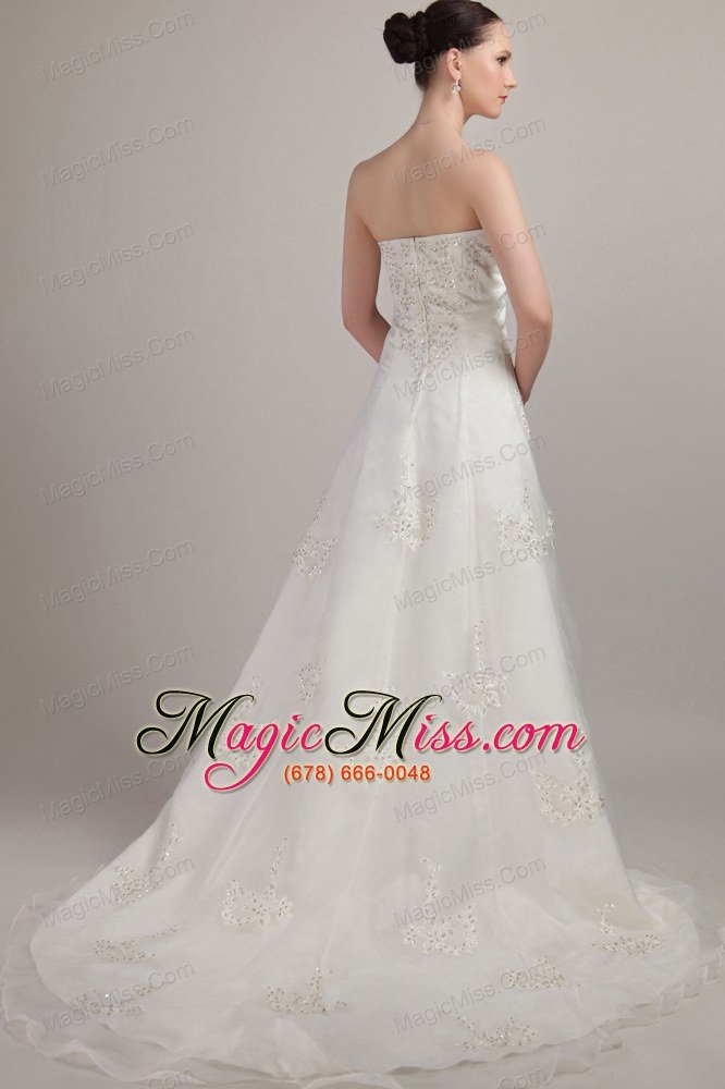 wholesale classical a-line / princess strapless court train tulle beading and embroidery wedding dress