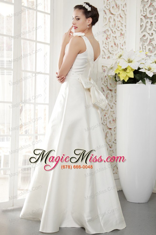 wholesale brand new a-line / princess v-neck floor-length satin beading wedding dress