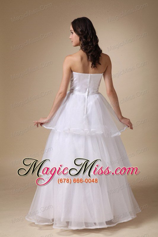 wholesale elegant a-line strapless floor-length satin and organza layers wedding dress