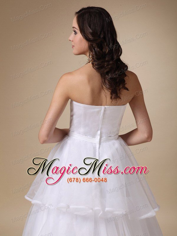 wholesale elegant a-line strapless floor-length satin and organza layers wedding dress