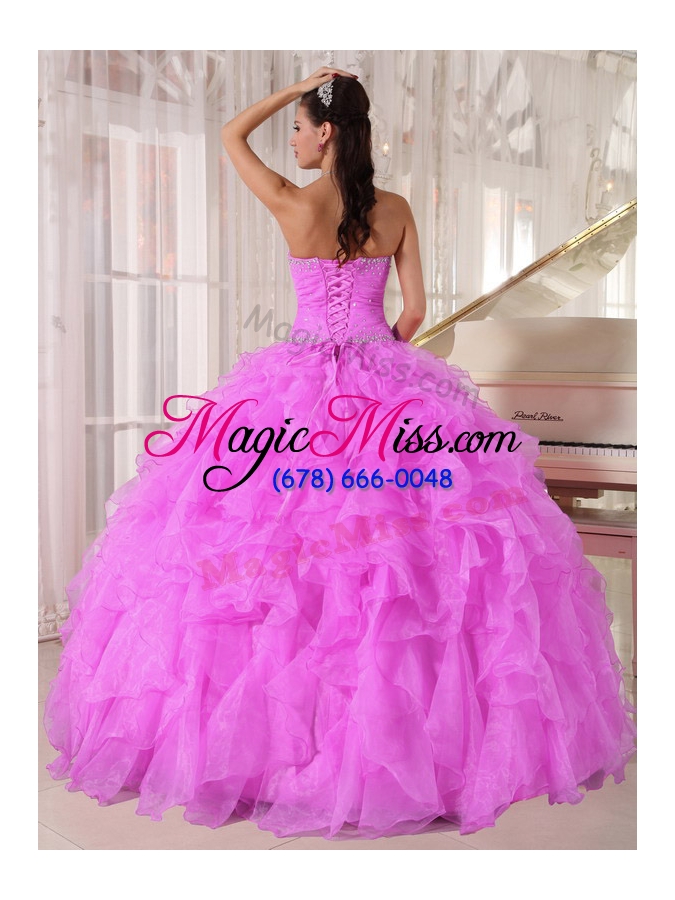 wholesale sweet ball gown strapless ruffles organza beading pink sweet fifteen dresses
