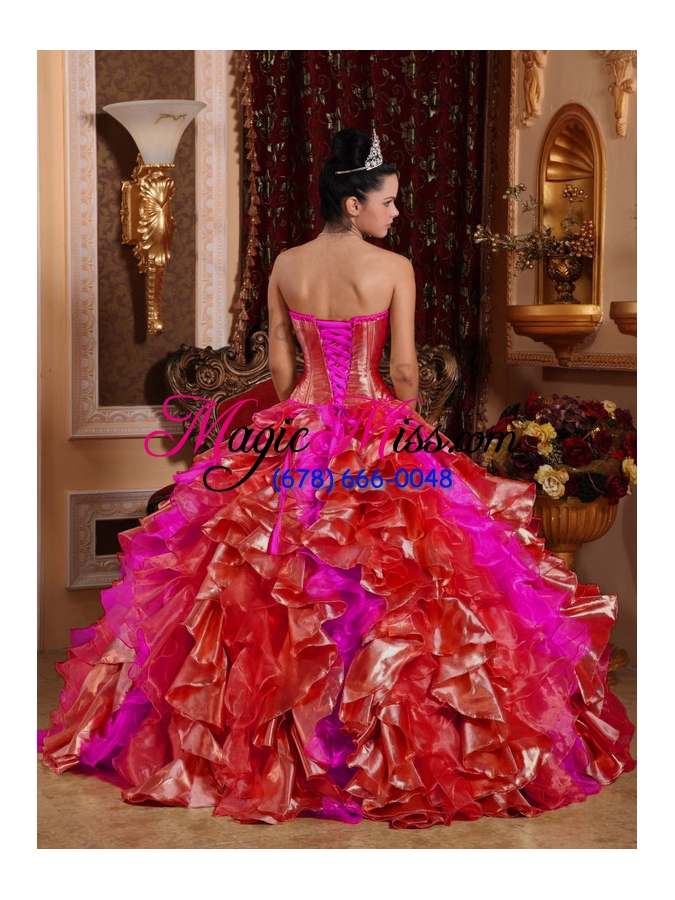 wholesale ball gown strapless ruffles and beading embroidery red wholesale quinceanera dress