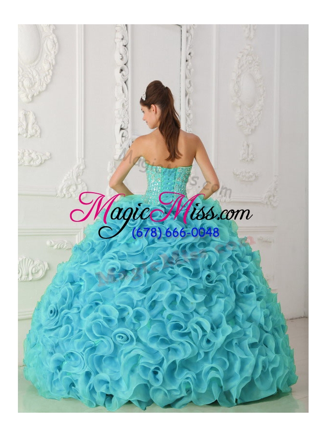 wholesale strapless organza beading ball gown 2014 quinceanera dresses in blue
