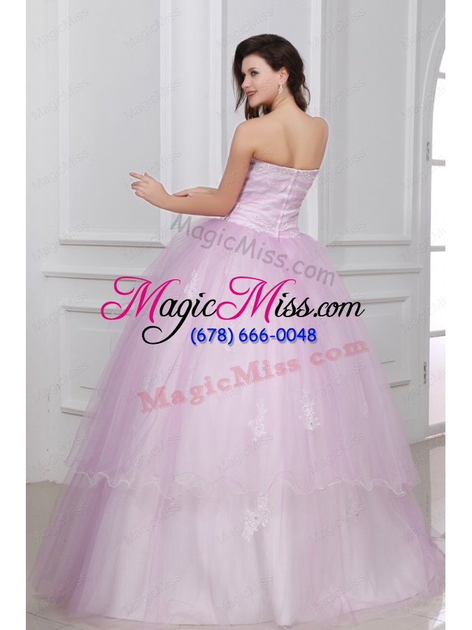 wholesale strapless white and baby pink quinceanera dress with appliques