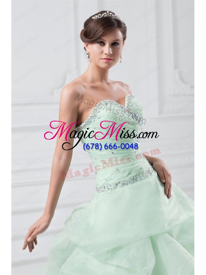 wholesale beading and hand made flowers sweetheart organza quinceanera dress