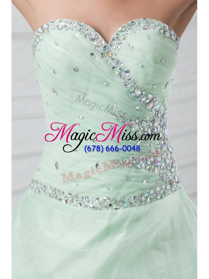 wholesale beading and hand made flowers sweetheart organza quinceanera dress