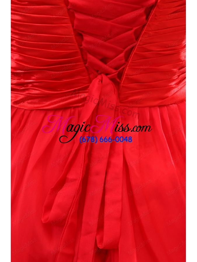 wholesale red empire spaghetti straps beading high low prom dress