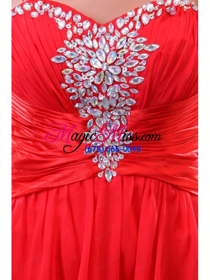 wholesale red empire spaghetti straps beading high low prom dress