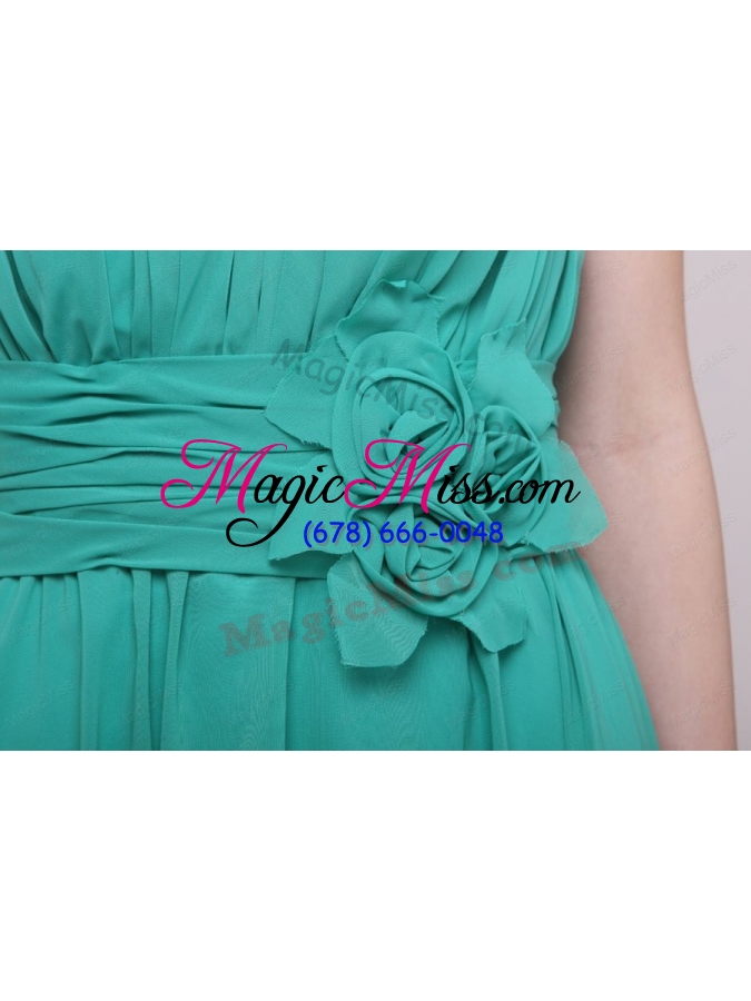 wholesale green chiffon empire beading and flower prom dress for 2015