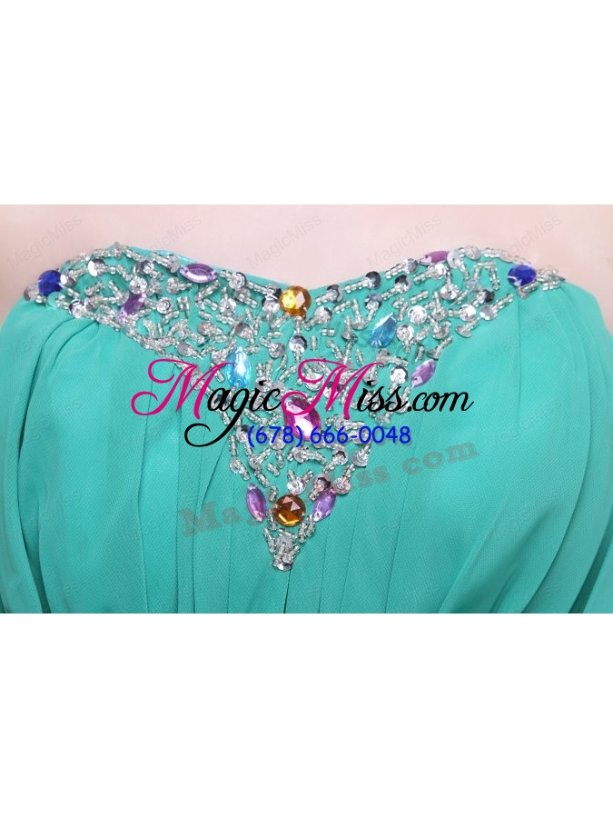 wholesale green chiffon empire beading and flower prom dress for 2015