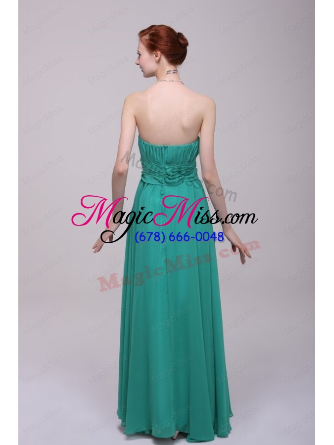 wholesale green chiffon empire beading and flower prom dress for 2015