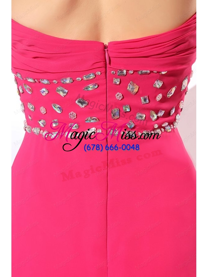 wholesale brand new empire hot pink high low beading 2015 chiffon prom dress