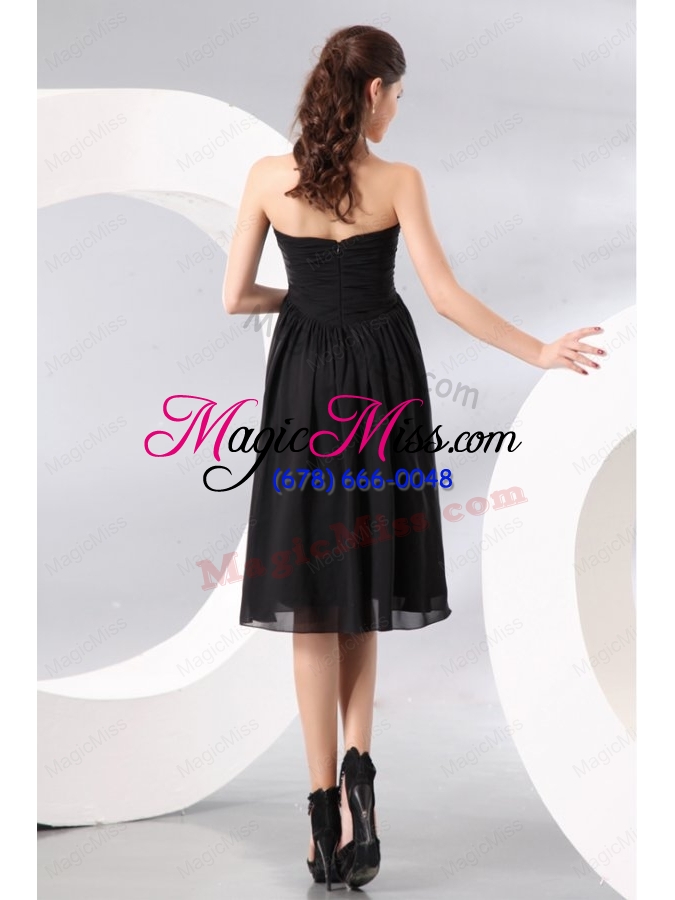 wholesale black sweetheart beading and ruching empire bridesmaid dresses