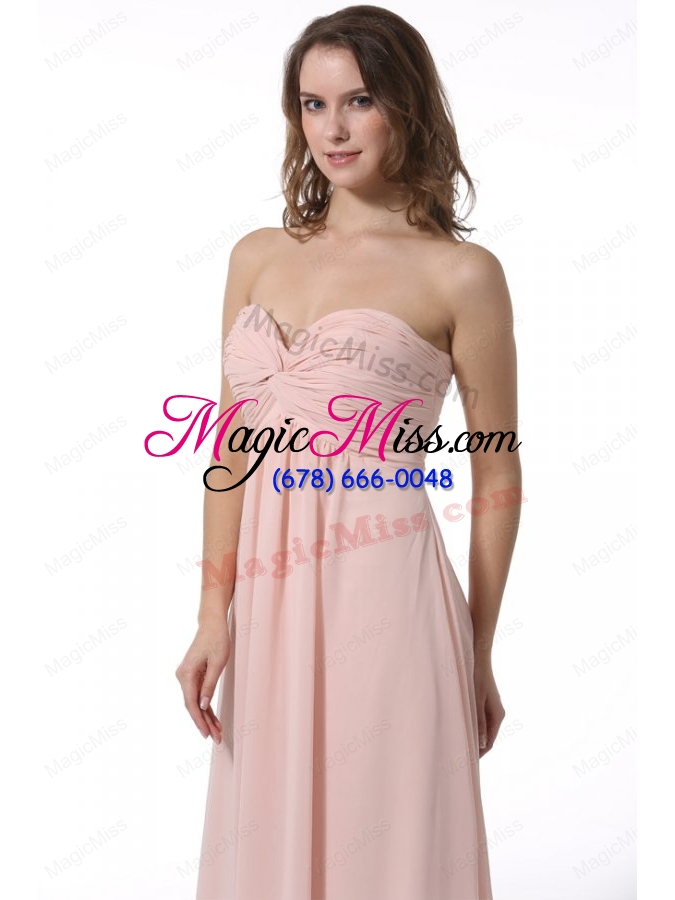 wholesale simple baby pink sweetheart ruching floor length chiffon prom dress