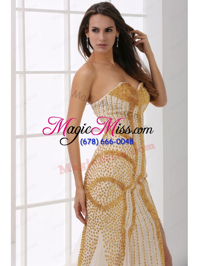 wholesale sweetheart column champagne beaded decorate prom dress