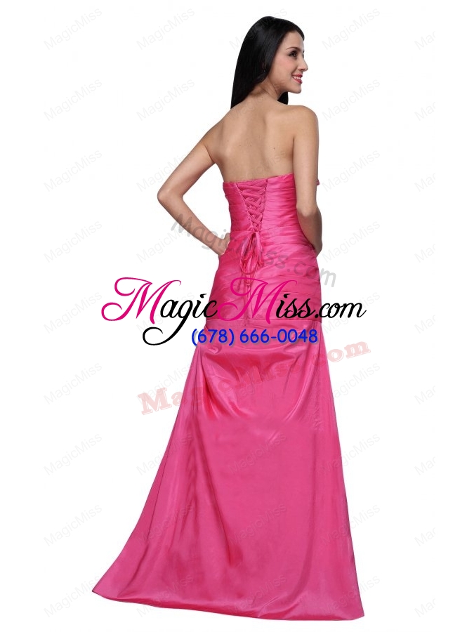 wholesale column sweetheart hot pink ruching floor length prom dress