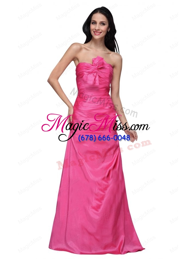 wholesale column sweetheart hot pink ruching floor length prom dress