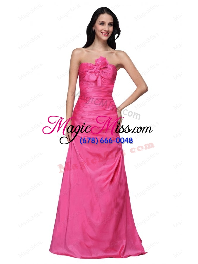 wholesale column sweetheart hot pink ruching floor length prom dress