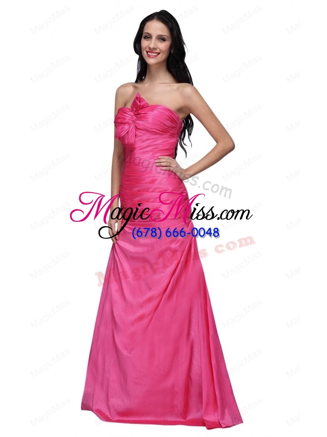 wholesale column sweetheart hot pink ruching floor length prom dress