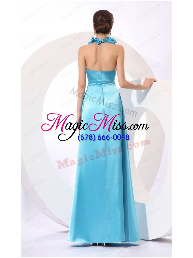 wholesale empire halter baby blue taffeta hand made flowers popular prom dress