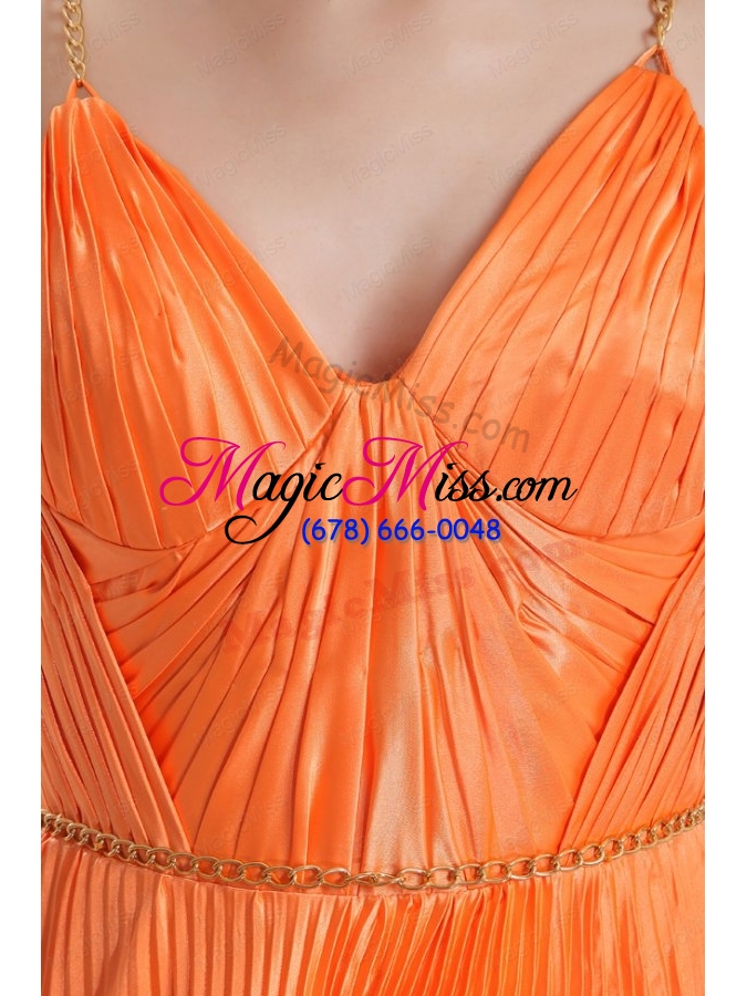 wholesale modest princes straps court train taffeta orange prom dress with ruching