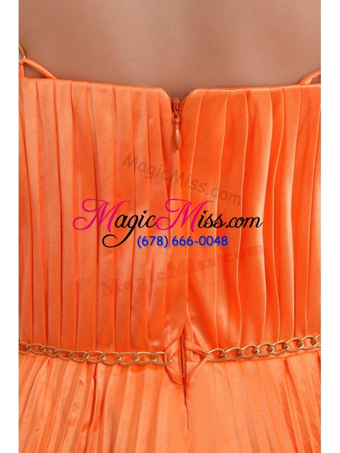 wholesale modest princes straps court train taffeta orange prom dress with ruching