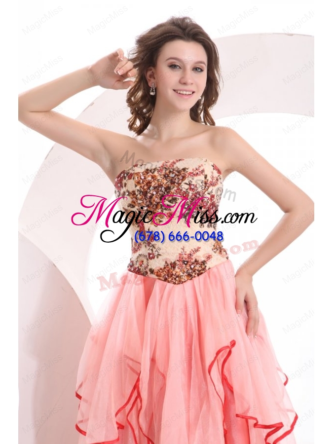 wholesale informal empire sweetheart watermelon long appliques organza prom dress