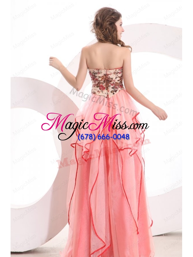 wholesale informal empire sweetheart watermelon long appliques organza prom dress