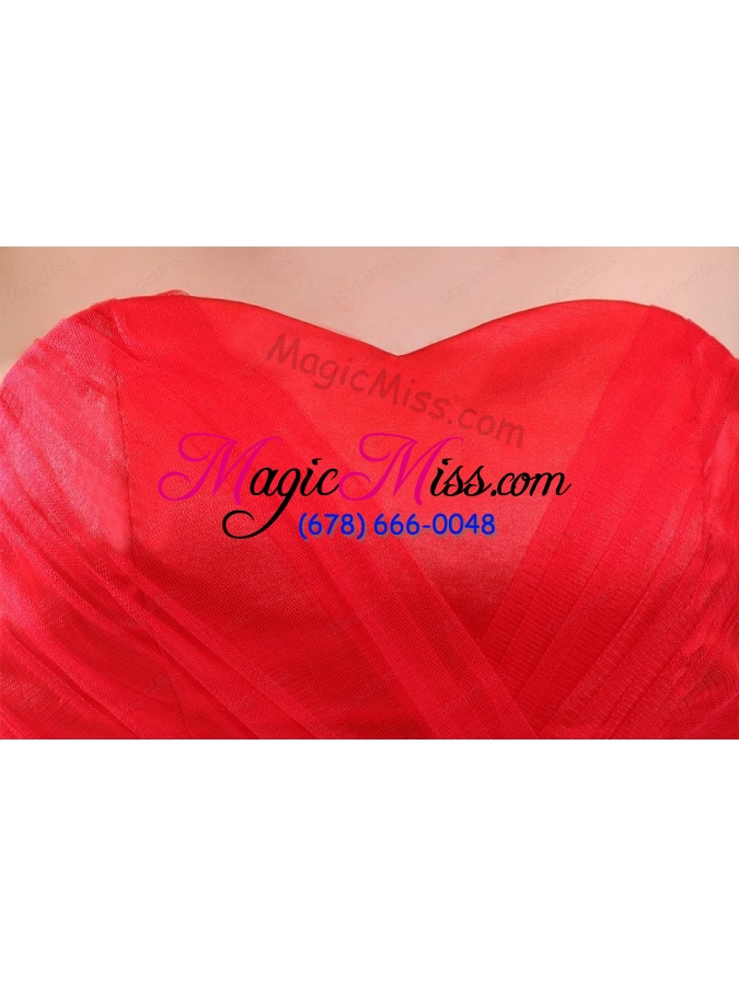 wholesale cute empire sweetheart red floor length tulle prom dress with ruching