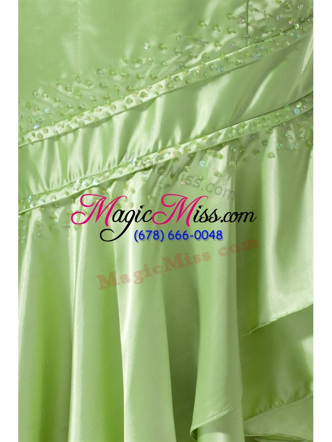 wholesale column sweetheart high-low taffeta beading spring green prom dress